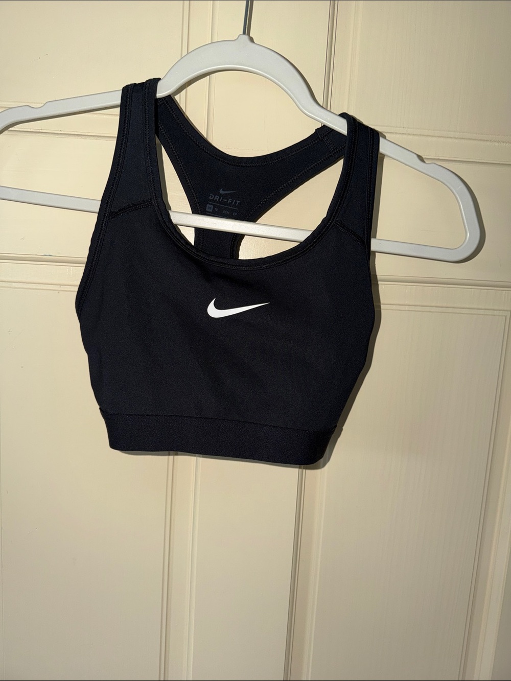 Nike Black Racerback Sports Bra with White Swoosh